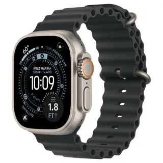 Apple Watch Ultra 4 49мм Океаническая петля (Натуральный титан/Чёрный)