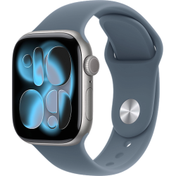 Apple Watch 11 42mm Sport Band (серый космос/синий)