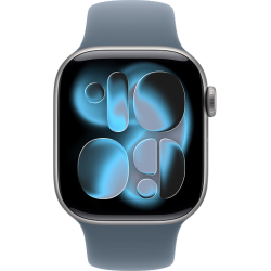 Apple Watch 11 42mm Sport Band (серый космос/синий)