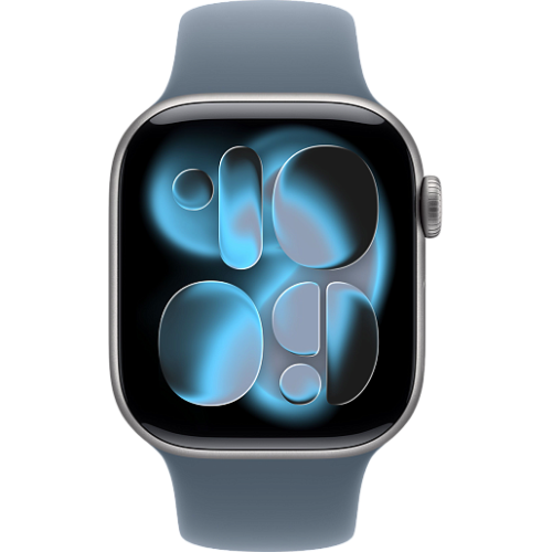 Apple Watch 11 46mm Sport Band (серый космос/синий)