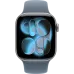 Apple Watch 11 42мм Спортивный ремешок (Серый космос/Синий)