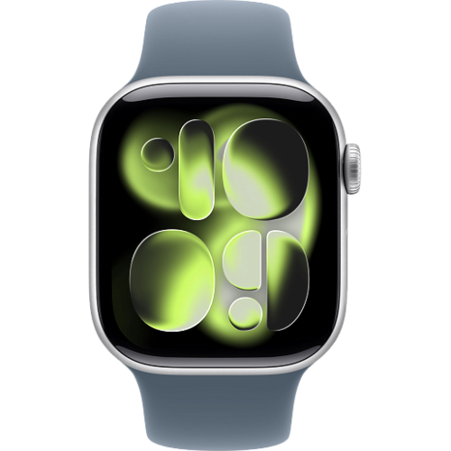 Apple Watch 11 46mm Sport Band (серебристый/синий)