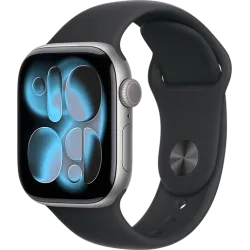 Apple Watch 11 42мм Спортивный ремешок (Серый космос/Чёрный)