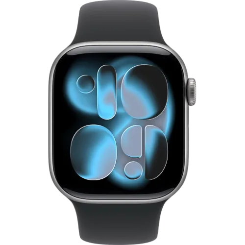 Apple Watch 11 46мм Спортивный ремешок (Серый космос/Чёрный)