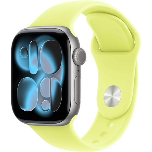 Apple Watch 11 46mm Sport Band (серый космос/желтый)