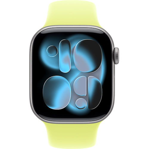 Apple Watch 11 46mm Sport Band (серый космос/желтый)