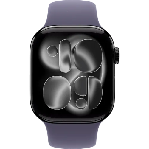 Apple Watch 11 42мм Спортивный ремешок (Чёрный/Фиолетовый)