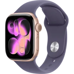 Apple Watch 11 46мм Спортивный ремешок (Розовое золото/Фиолетовый)