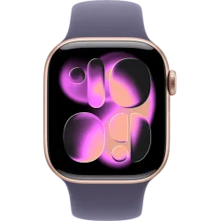 Apple Watch 11 46мм Спортивный ремешок (Розовое золото/Фиолетовый)