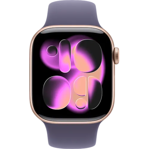 Apple Watch 11 46мм Спортивный ремешок (Розовое золото/Фиолетовый)