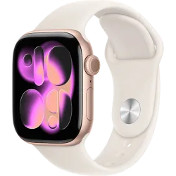 Apple Watch 11 42мм Спортивный ремешок (Розовое золото/Сияющая звезда)