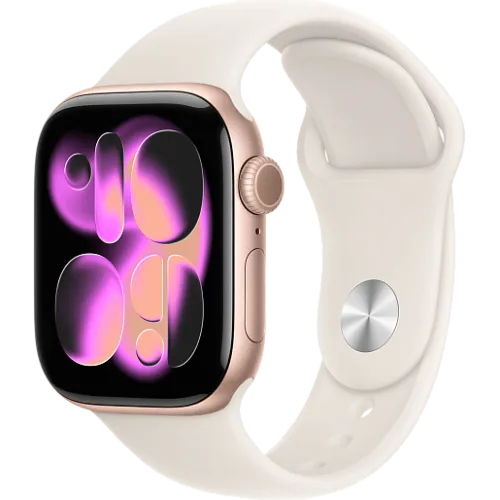 Apple Watch 11 42мм Спортивный ремешок (Розовое золото/Сияющая звезда)