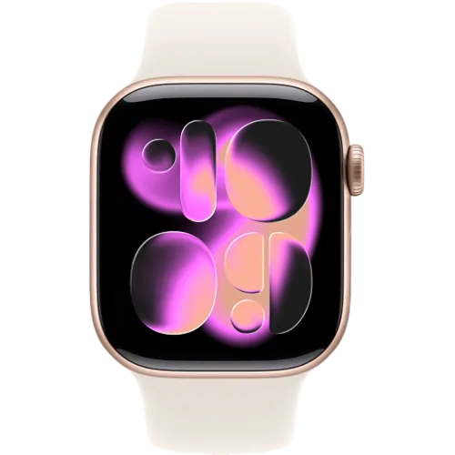 Apple Watch 11 42мм Спортивный ремешок (Розовое золото/Сияющая звезда)