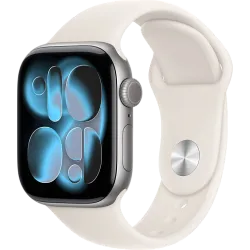 Apple Watch 11 42мм Спортивный ремешок (Серый космос/Сияющая звезда)