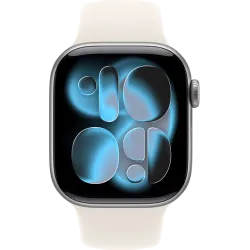 Apple Watch 11 42мм Спортивный ремешок (Серый космос/Сияющая звезда)