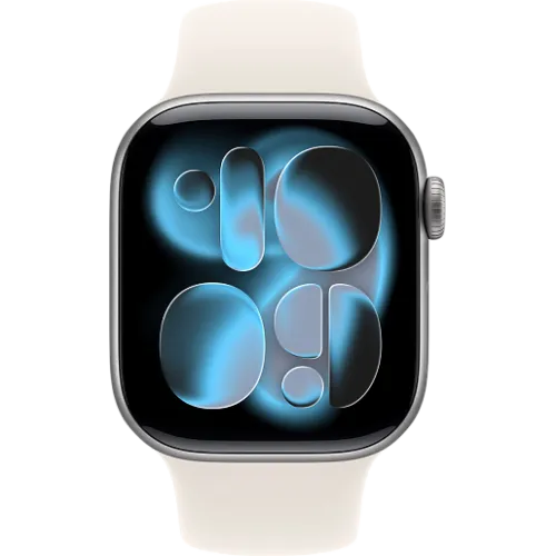 Apple Watch 11 42мм Спортивный ремешок (Серый космос/Сияющая звезда)