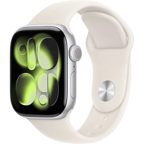 Apple Watch 11 46мм Спортивный ремешок (Серебристый/Сияющая звезда)