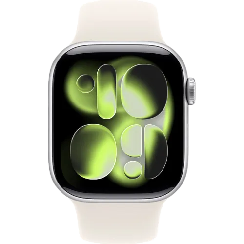 Apple Watch 11 46мм Спортивный ремешок (Серебристый/Сияющая звезда)