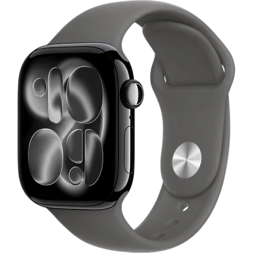 Apple Watch 11 46мм Спортивный ремешок (Чёрный/Серый)