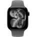 Apple Watch 11 46мм Спортивный ремешок (Чёрный/Серый)