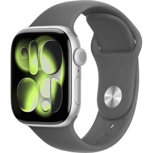 Apple Watch 11 46мм Спортивный ремешок (Серебристый/Серый)