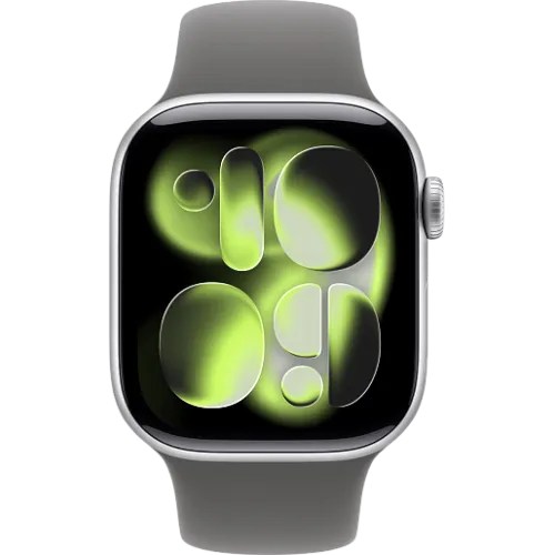 Apple Watch 11 46мм Спортивный ремешок (Серебристый/Серый)