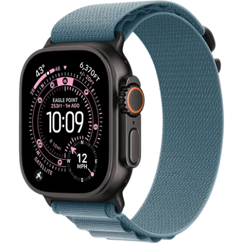 Apple Watch Ultra 3 49мм Альпийская петля (Чёрный/Голубой)