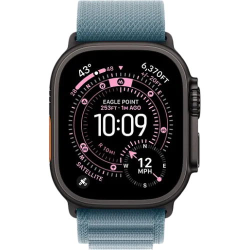 Apple Watch Ultra 3 49мм Альпийская петля (Чёрный/Голубой)