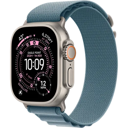 Apple Watch Ultra 3 49мм Альпийская петля (Натуральный титан/Голубой)