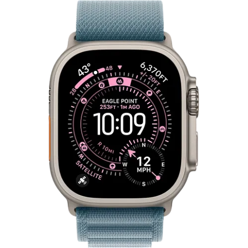 Apple Watch Ultra 3 49мм Альпийская петля (Натуральный титан/Голубой)