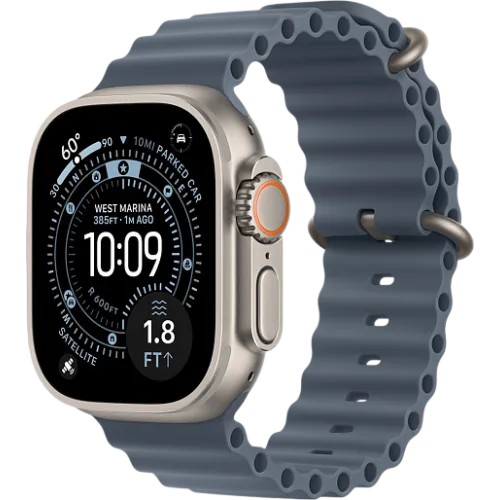 Apple Watch Ultra 3 49мм Океаническая петля (Натуральный титан/Синий)