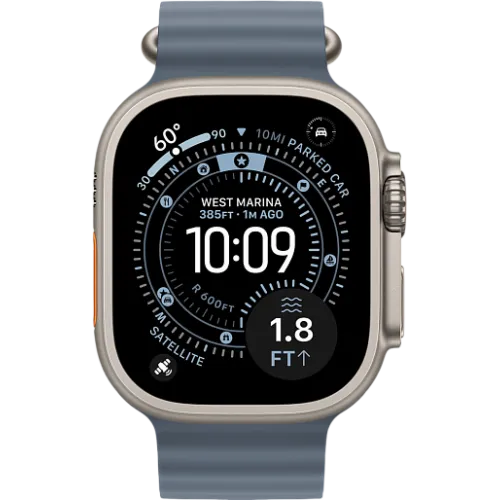 Apple Watch Ultra 3 49мм Океаническая петля (Натуральный титан/Синий)