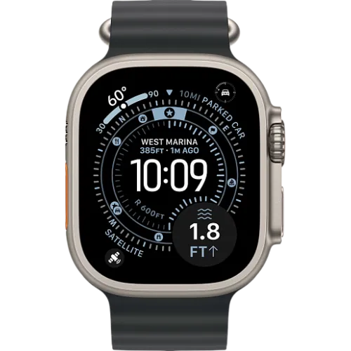 Apple Watch Ultra 3 49мм Океаническая петля (Натуральный титан/Чёрный)