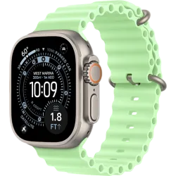 Apple Watch Ultra 3 49мм Океаническая петля (Натуральный титан/Зелёный)