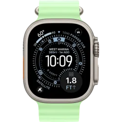 Apple Watch Ultra 3 49мм Океаническая петля (Натуральный титан/Зелёный)