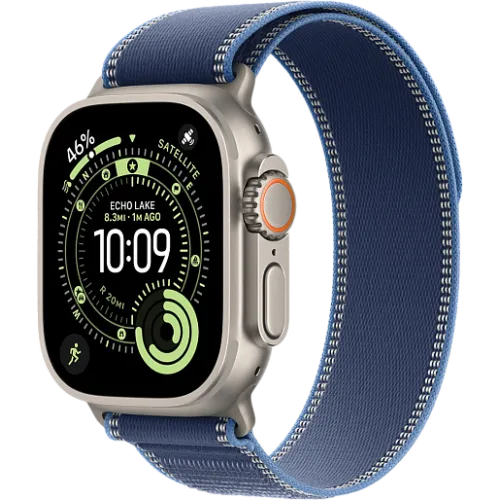 Apple Watch Ultra 3 49мм Походная петля (Натуральный титан/Синий)