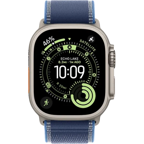 Apple Watch Ultra 3 49мм Походная петля (Натуральный титан/Синий)