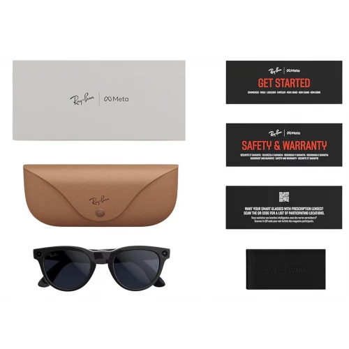 Умные очки Ray-Ban Meta* Headliner Gen 2 Shiny Black Фотохромные линзы Clear to Sapphire Transitions