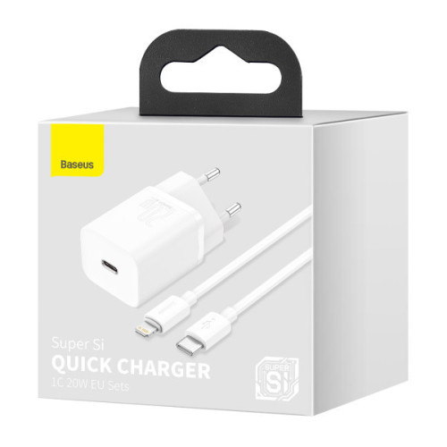 Сетевое зарядное устройство Baseus Super Si 20W с кабелем USB-C - Lightning Белое