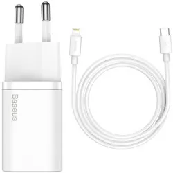 Сетевое зарядное устройство Baseus Super Si 20W с кабелем USB-C - Lightning Белое