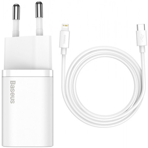 Сетевое зарядное устройство Baseus Super Si 20W с кабелем USB-C - Lightning Белое