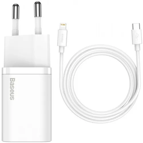 Сетевое зарядное устройство Baseus Super Si 20W с кабелем USB-C - Lightning Белое