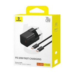 Сетевое зарядное устройство Baseus GaN5 1C 20 Вт + Кабель USB-C - USB-C Чёрное