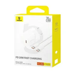 Сетевое зарядное устройство Baseus GaN5 1C 20 Вт + Кабель USB-C - USB-C Белое
