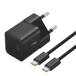 Сетевое зарядное устройство Baseus GaN5 1C 20 Вт + Кабель USB-C - USB-C Чёрное