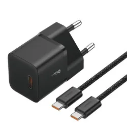 Сетевое зарядное устройство Baseus GaN5 1C 20 Вт + Кабель USB-C - USB-C Чёрное