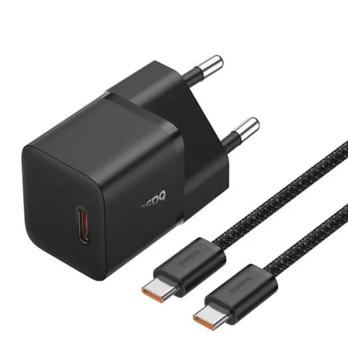 Сетевое зарядное устройство Baseus GaN5 1C 25 Вт + Кабель USB-C - USB-C Чёрное